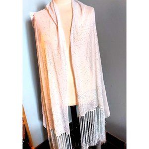 Mark Snider Womens Beaded Fringe Wide Scarf Shawl Wrap Vintage Wedding